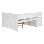 Lit banquette nordique créatif pleine grandeur avec tiroirs et étagères, cadre de lit de rangement pour enfants, adolescents, adultes, gain de place, montage facile