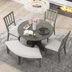 Ensembles Table et Chaises de Salle à Manger Style Campagne Moderne, Ensembles Table et Chaises de Salle à Manger Multifonctionnels avec Base de Table Courbe et Banc Incurvé