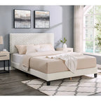 Lit plateforme Queen avec tête de lit réglable, tissu Dove