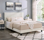 Queen Platform Bed with Adjustable Headboard, Dove Fabric