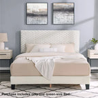 Lit plateforme Queen avec tête de lit réglable, tissu Dove