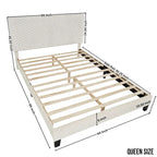 Lit plateforme Queen avec tête de lit réglable, tissu Dove