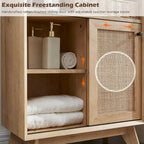 Petit meuble de salle de bain en rotin naturel, armoire de rangement moderne
