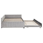 Lit de repos rembourré avec lit gigogne escamotable simple, Cadre de lit de repos double avec dossier en L et design rayé