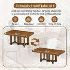 Ensemble de salle à manger 7 pièces de style rustique avec table extensible à rallonge amovible, 2 fauteuils et 4 chaises sans accoudoirs
