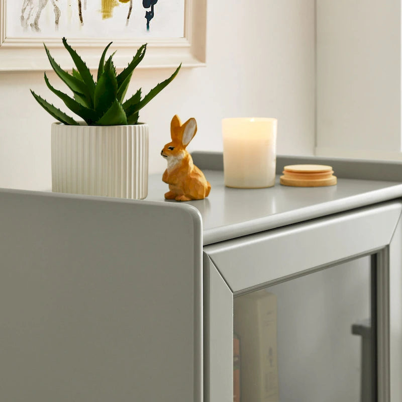 Meuble de Rangement de Salle de Bain Moderne avec Porte Vitrée et Deux Étagères Réglables et Tiroir