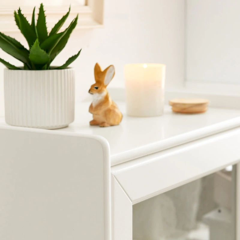Meuble de Rangement de Salle de Bain Moderne avec Porte Vitrée et Deux Étagères Réglables et Tiroir