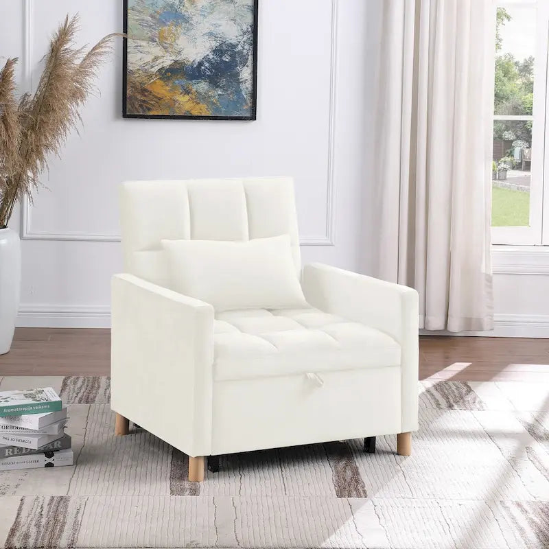 Chaise longue convertible 3-en-1 en lit, noir
