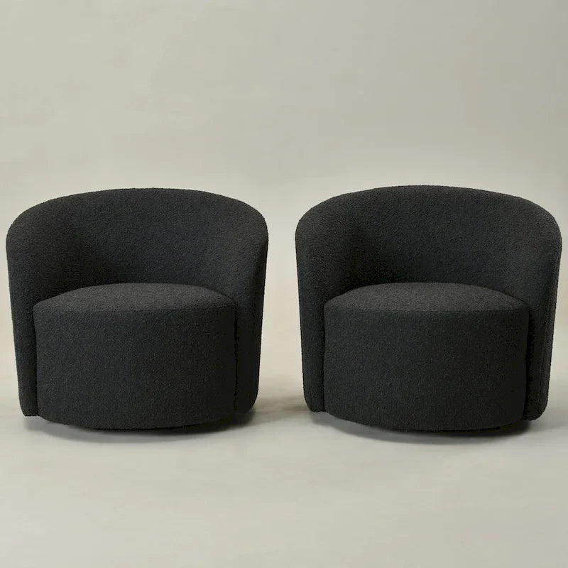 KINWELL Fauteuil d'appoint pivotant rembourré en forme de tonneau, de 86 cm de large (Lot de 2)