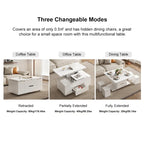 Table basse relevable et pliable avec 4 tabourets et rangement