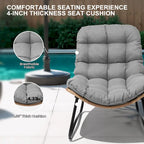 Chaises Papasan d'extérieur avec coussin, chaises confortables de patio en rotin PE avec table d'appoint