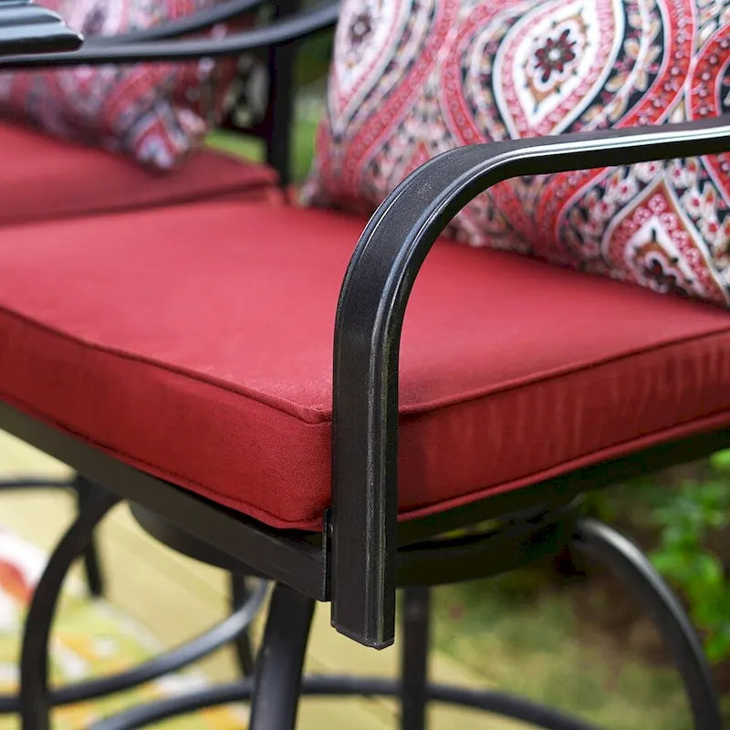 Ensemble de 4 chaises de bar de patio pivotantes en métal avec coussins pour l'extérieur