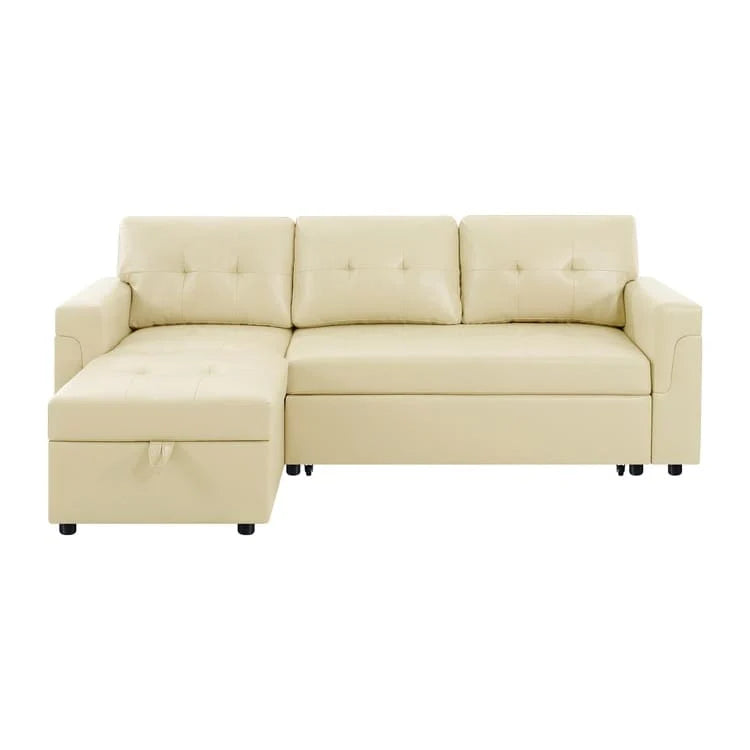 Canapé d'angle réversible convertible avec lit gigogne, méridienne avec rangement dissimulé et pieds durables