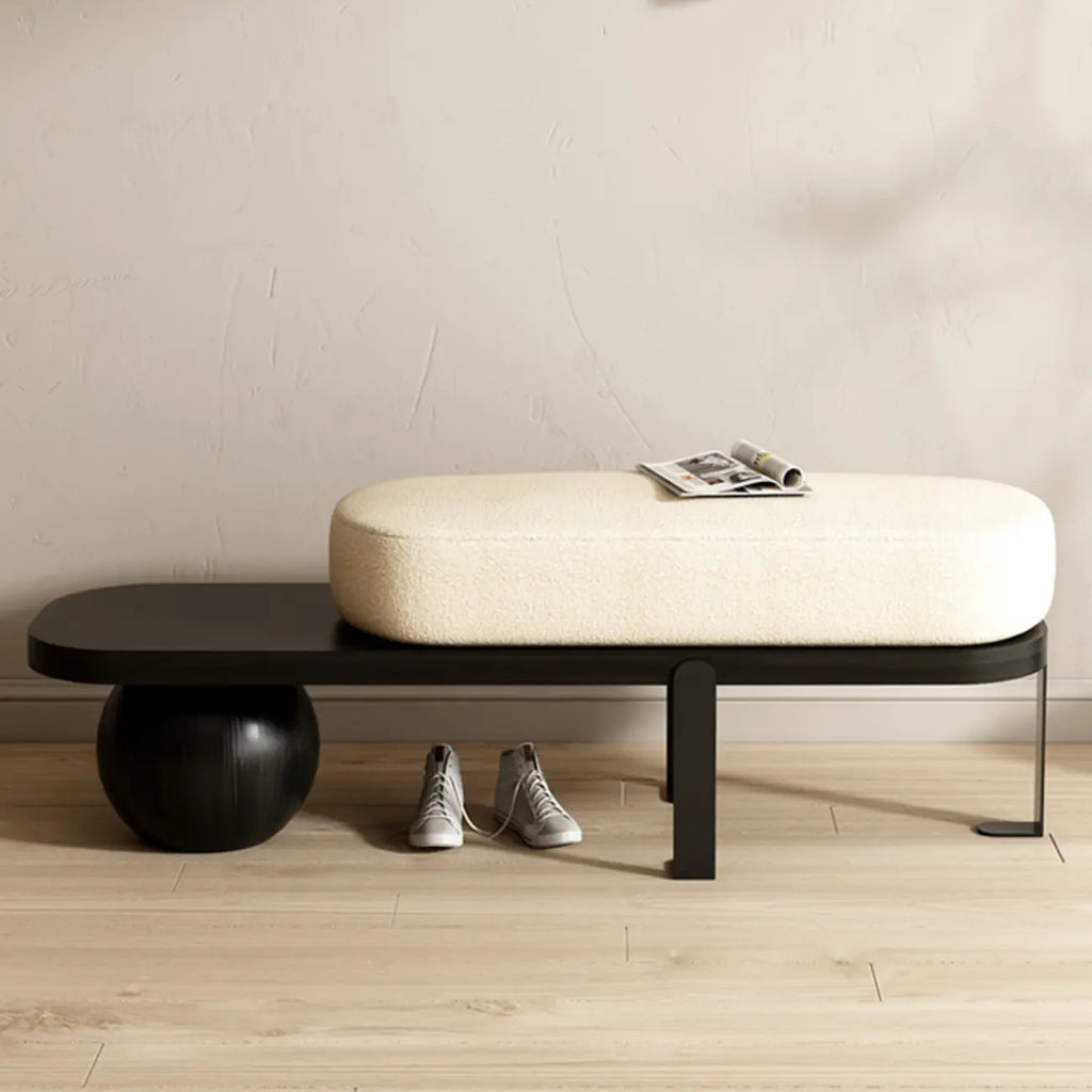 Banc court moderne en bois beige rembourré