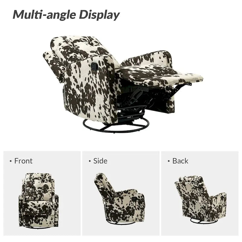 Fauteuil inclinable pivotant manuel Arlette contemporain à fleurs avec dossier capitonné