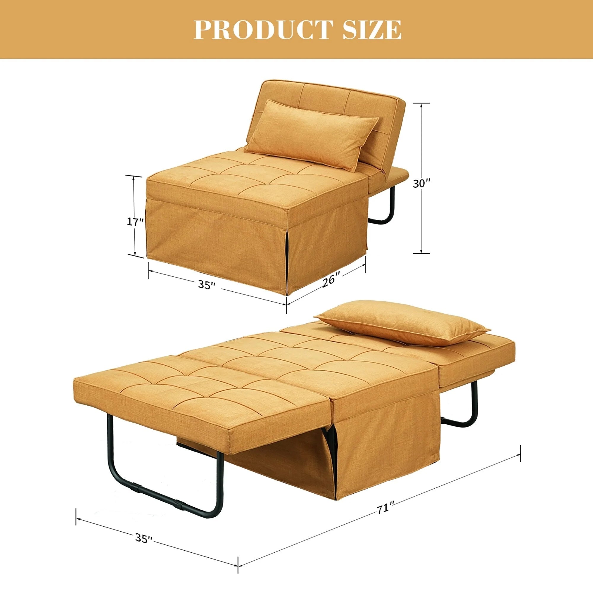 Canapé Convertible Lit Canapé Fauteuil Ottoman Pliant Fauteuils Inclinables pour Salon