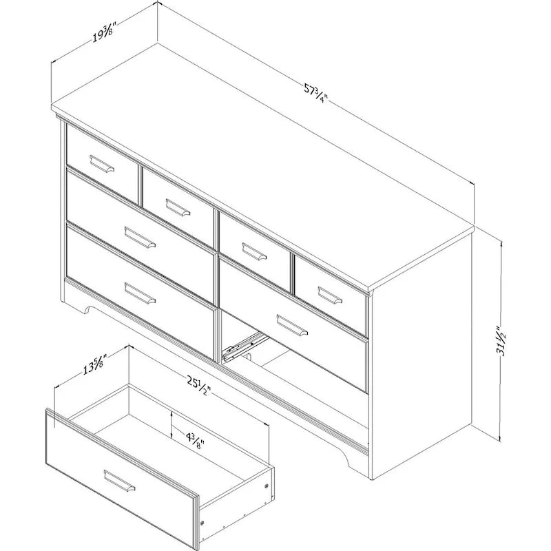 Commode double 6 tiroirs Versa Country Cottage