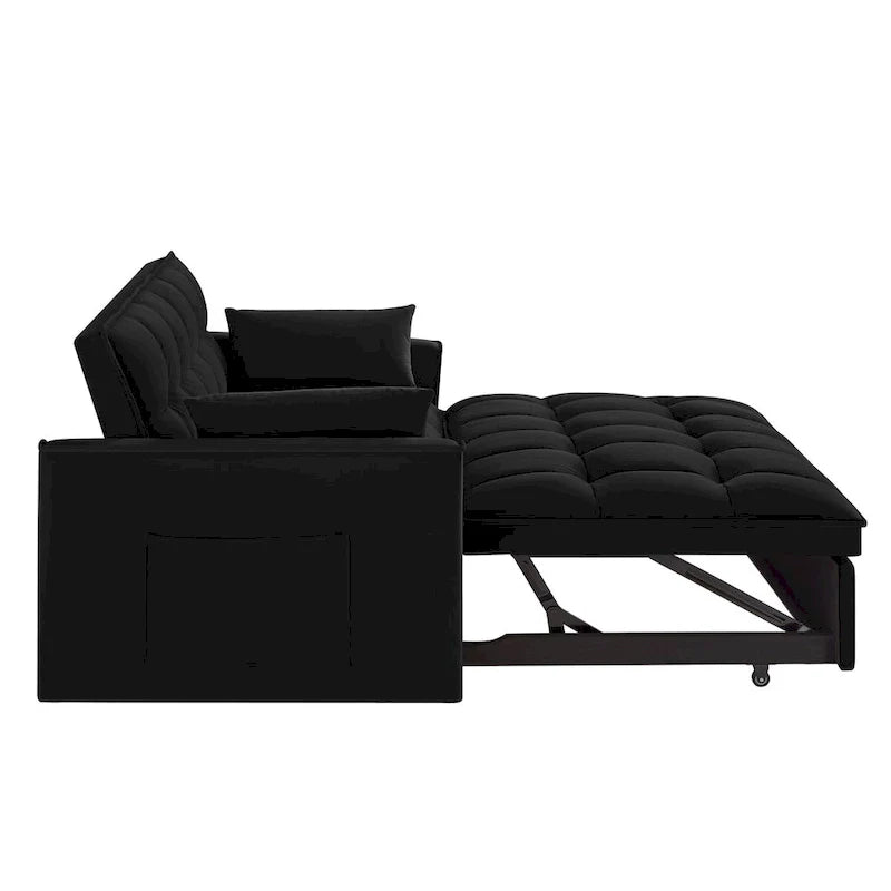 Canapé convertible 4 en 1 avec accoudoirs et poches de rangement, canapé-lit escamotable capitonné multifonction avec dossier réglable