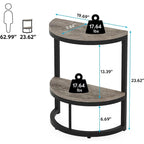 Table d'appoint demi-ronde, table d'appoint étroite en C mince avec cadre en métal