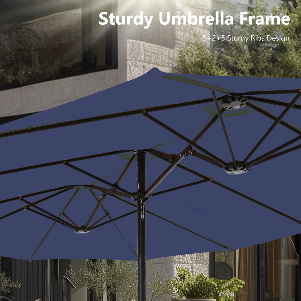 MAISON ARTS Parasol double de 4,5 m pour terrasse, grande taille, avec pied inclus