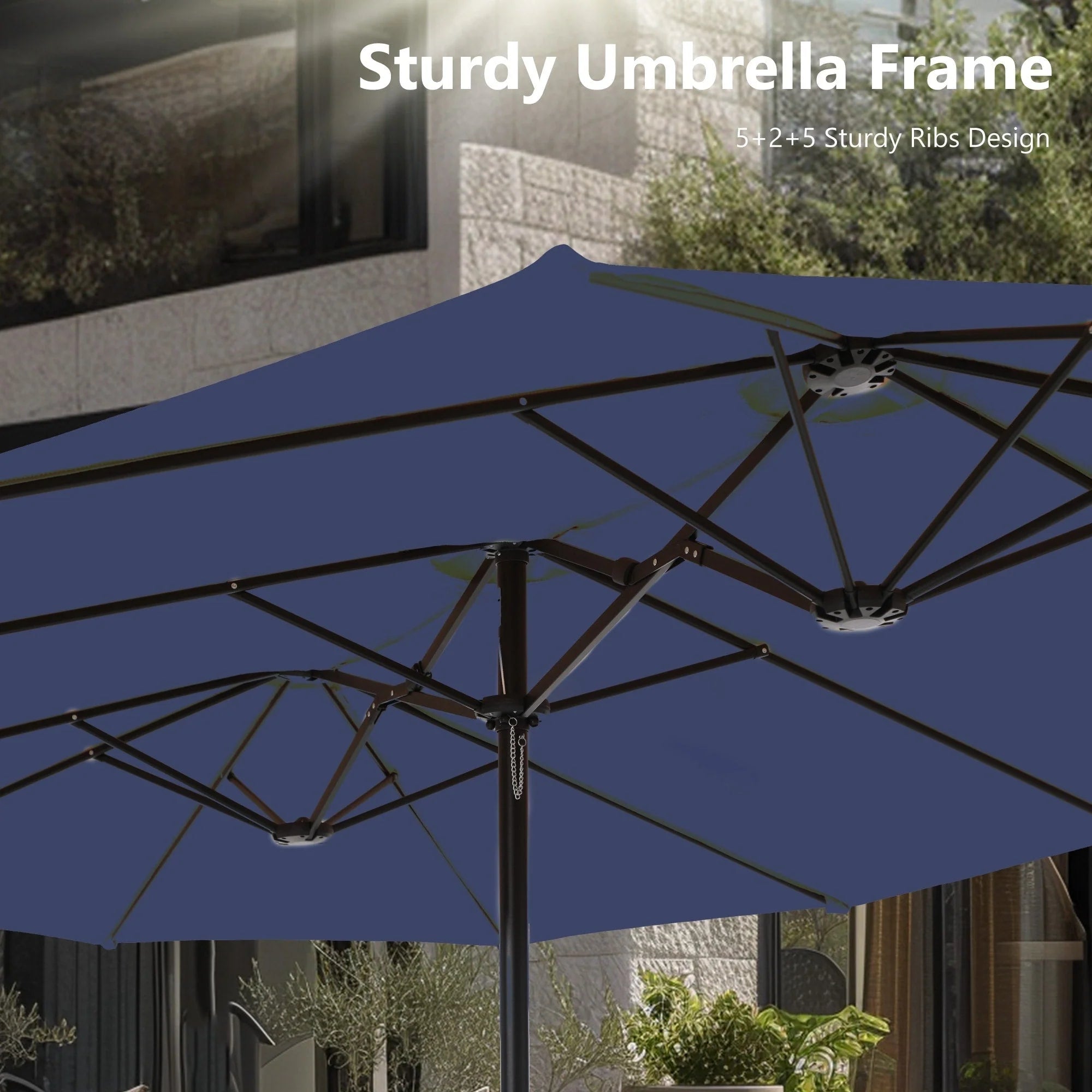 MAISON ARTS Parasol double de 4,5 m pour terrasse, grande taille, avec pied inclus
