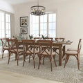 Ensemble de 10 chaises à dossier croisé et coussins avec table de ferme pliante rustique 8 x 40