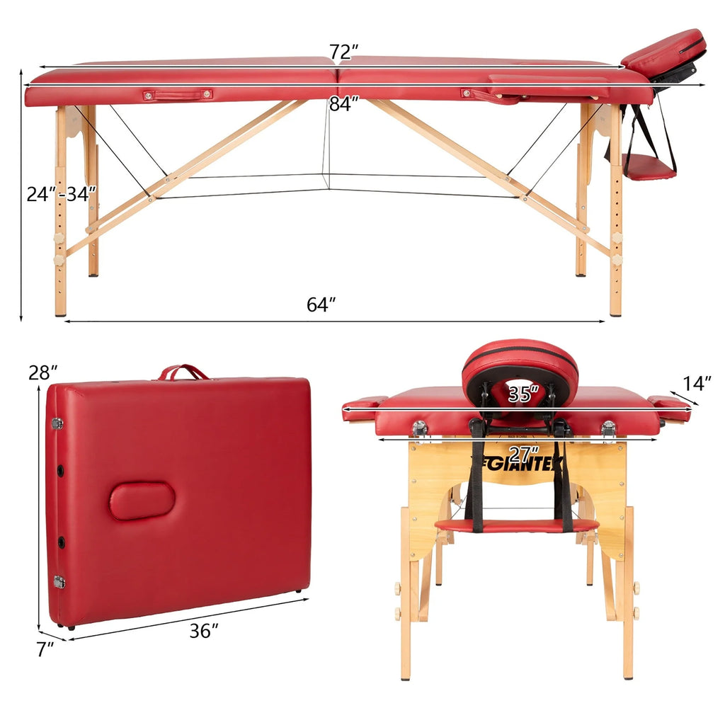 Table de massage portable 84L réglable lit de spa facial tatouage avec sac de transport
