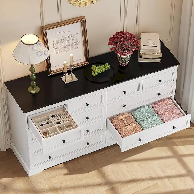 Commode 10 tiroirs, commode en bois 55 grands tiroirs et commodes