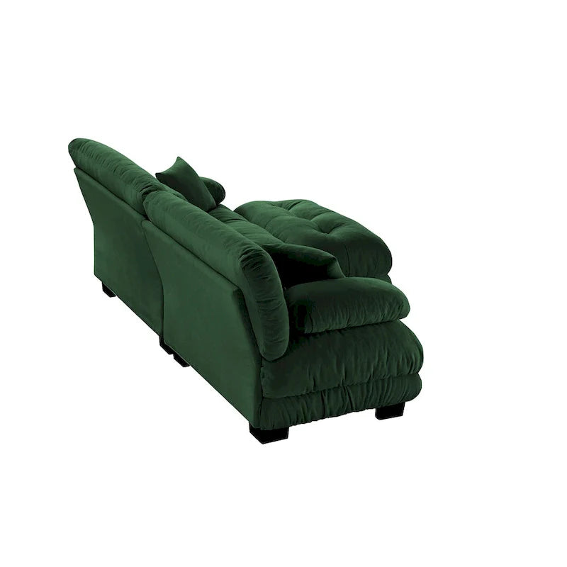 Canapé d'angle en forme de L en chenille avec coussins lombaires