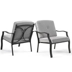 Gymax 2 chaises en métal pour salle à manger d'extérieur, robustes avec coussins
