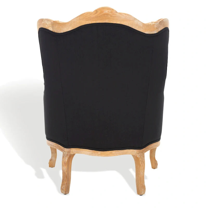Fauteuil à oreilles Kali en chêne et lin naturel SAFAVIEH Couture - 34Lx34Px40H