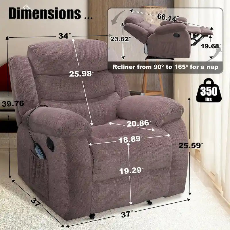 Fauteuil inclinable moelleux avec fonction massage et chauffage