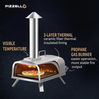 Four à pizza d'extérieur multi-combustibles avec brûleur à gaz et boîte à bois - 30 cm