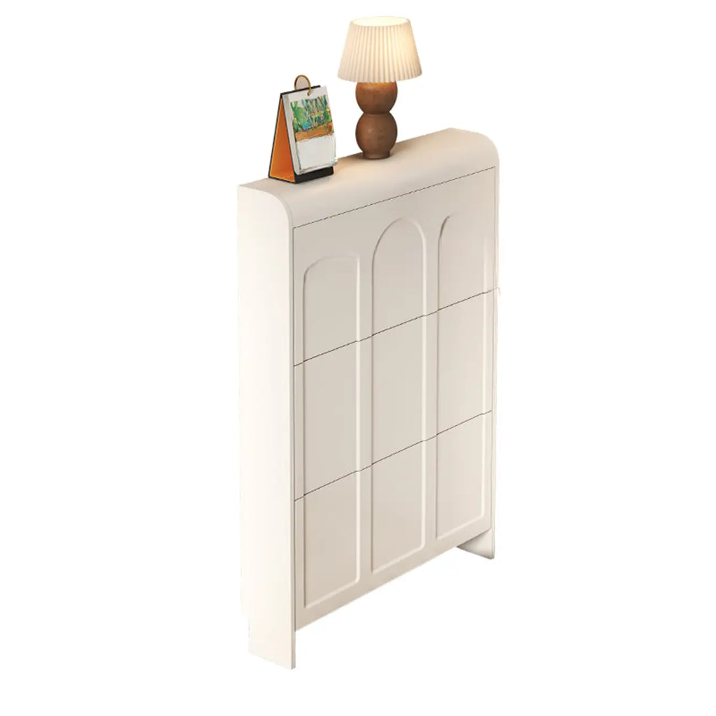 Meuble de rangement pour chaussures en bois blanc à 3 niveaux et à façade abattante Slim