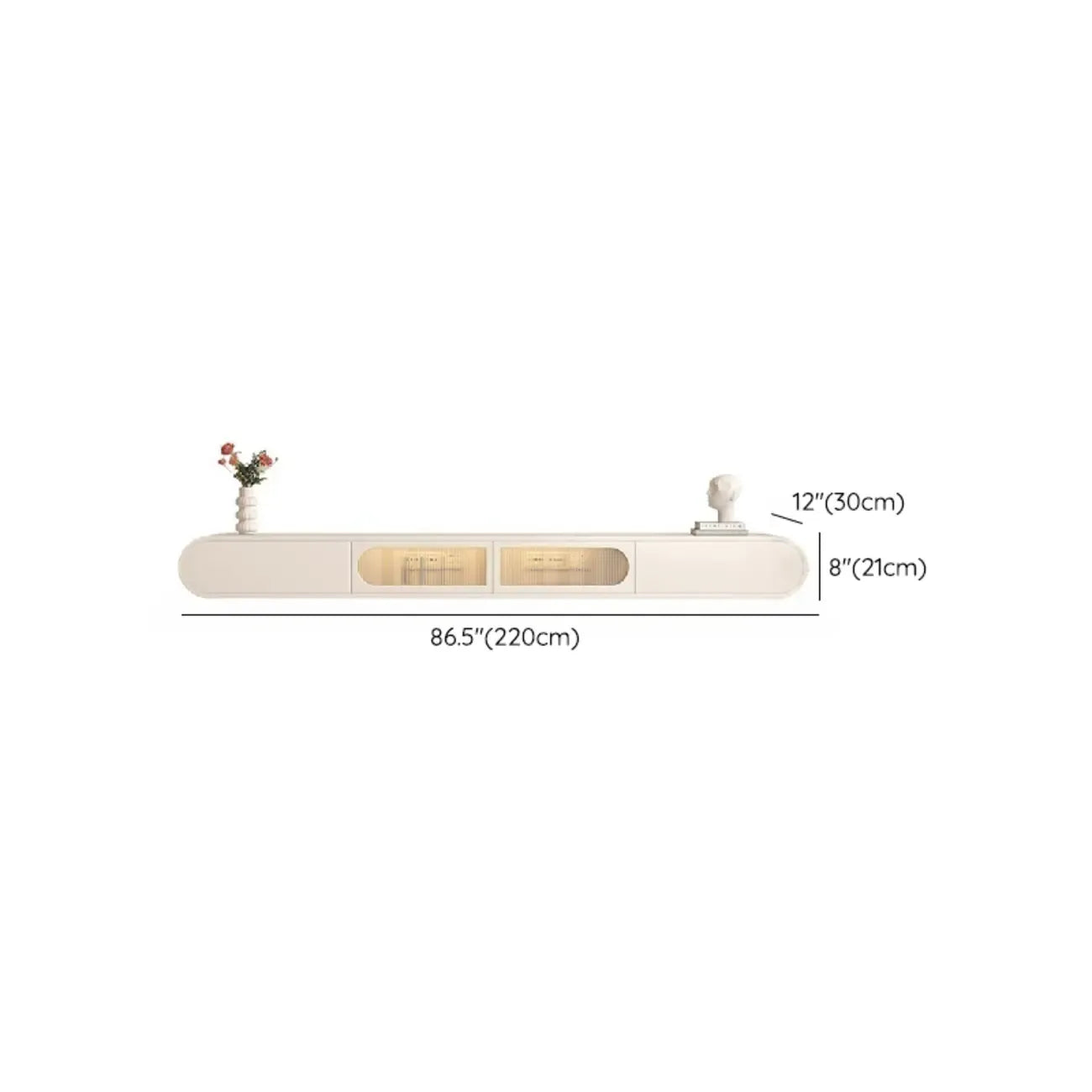 Meuble TV mural flottant en bois blanc avec rangement pour salon