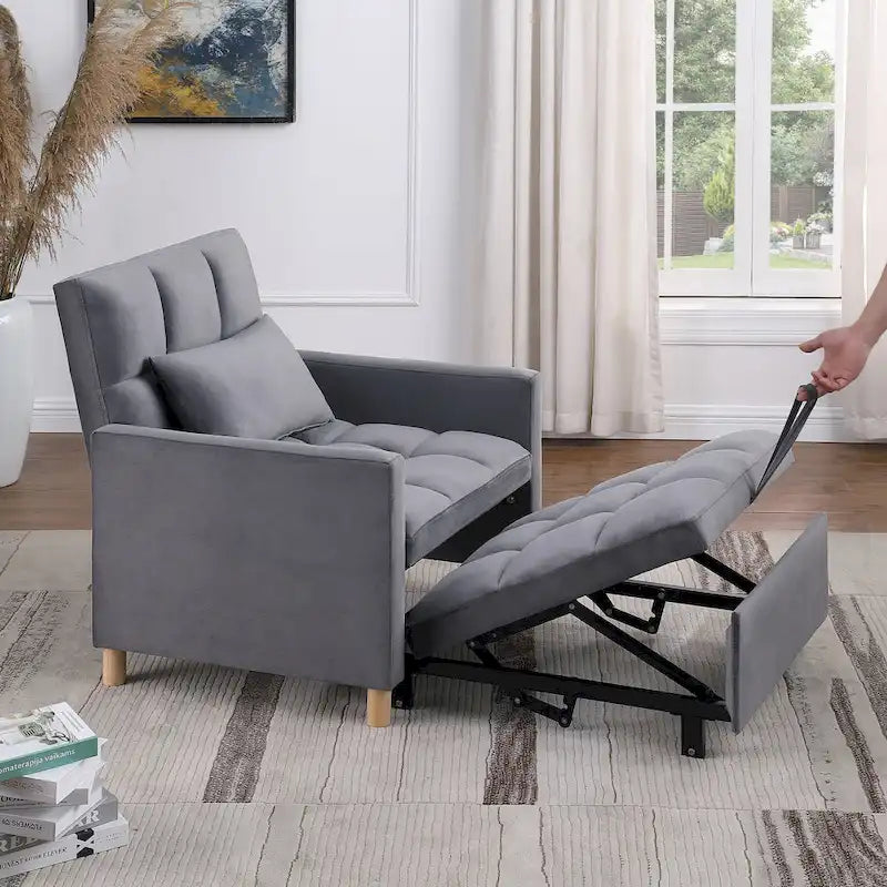 Chaise longue convertible 3-en-1 en lit, noir