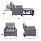 Chaise longue convertible 3-en-1 en lit, noir