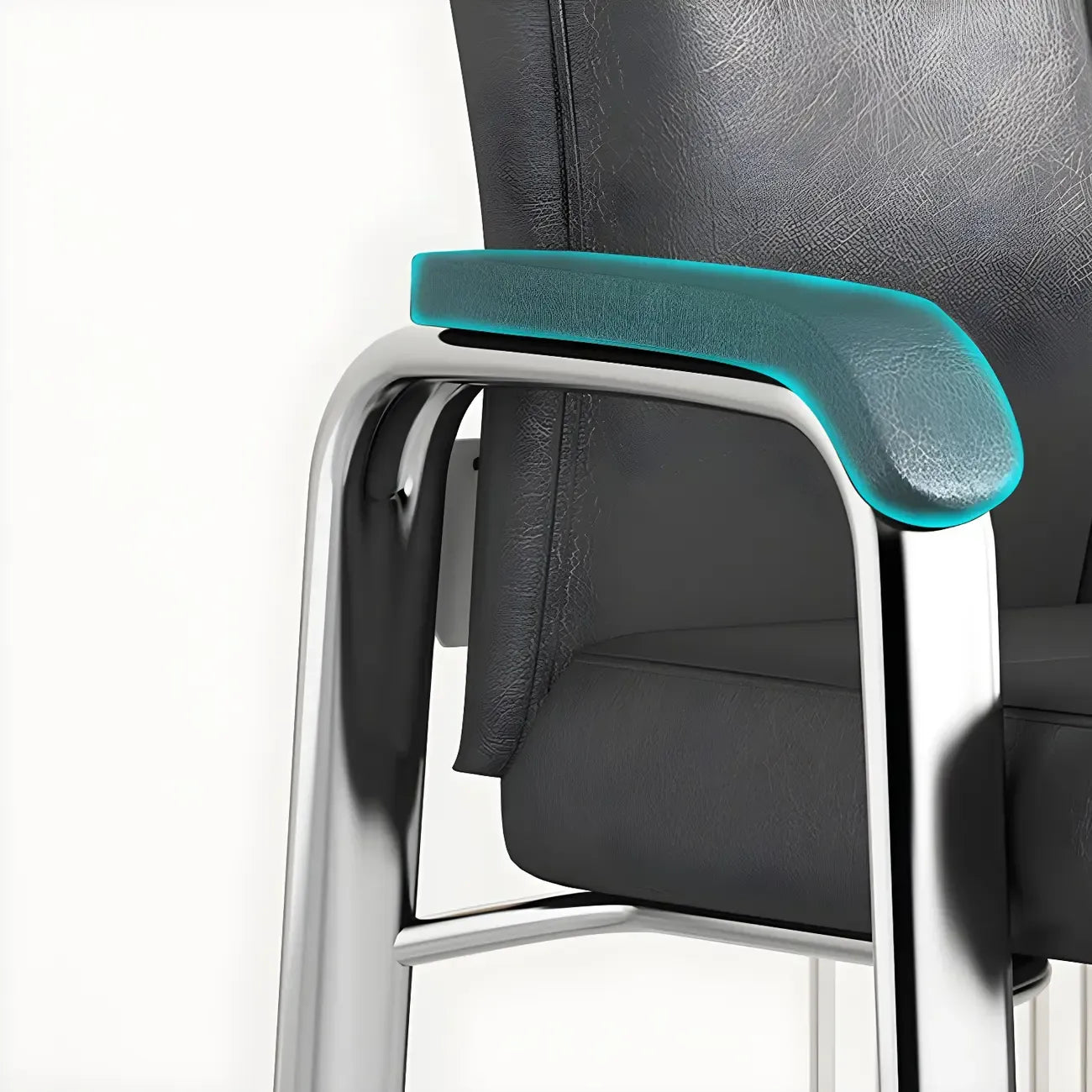 Chaise de bureau HomeyFad moderne en cuir et métal à 4 pieds avec accoudoirs
