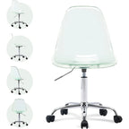 Chaise de bureau à roulettes sans accoudoirs, réglable en hauteur, en acrylique pivotant