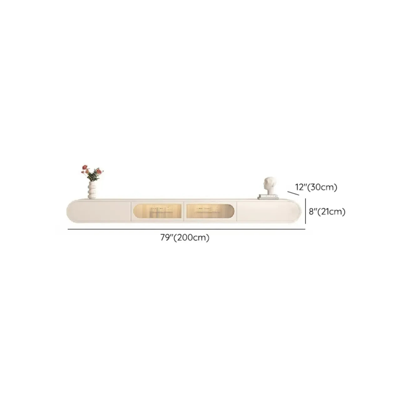 Meuble TV mural flottant en bois blanc avec rangement pour salon