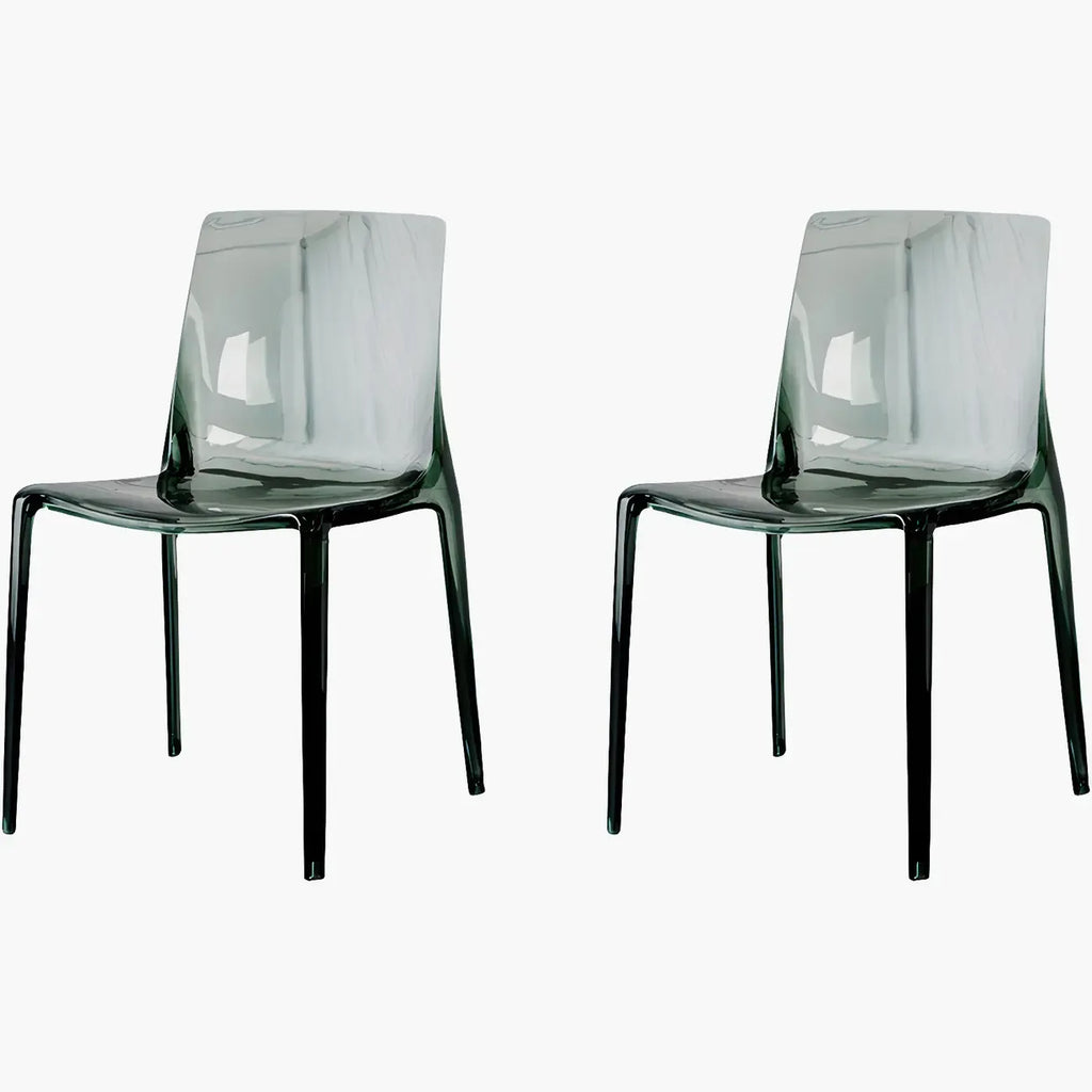 Chaise de salle à manger en acrylique ambré sans accoudoirs à dossier bas