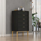 Commode à 5 tiroirs avec table de chevet et meuble de rangement 60 cm L Blanc/Noir