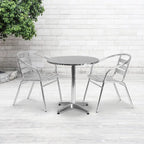Table d'intérieur/extérieur à plateau lisse en aluminium rond de 27,5 po avec base