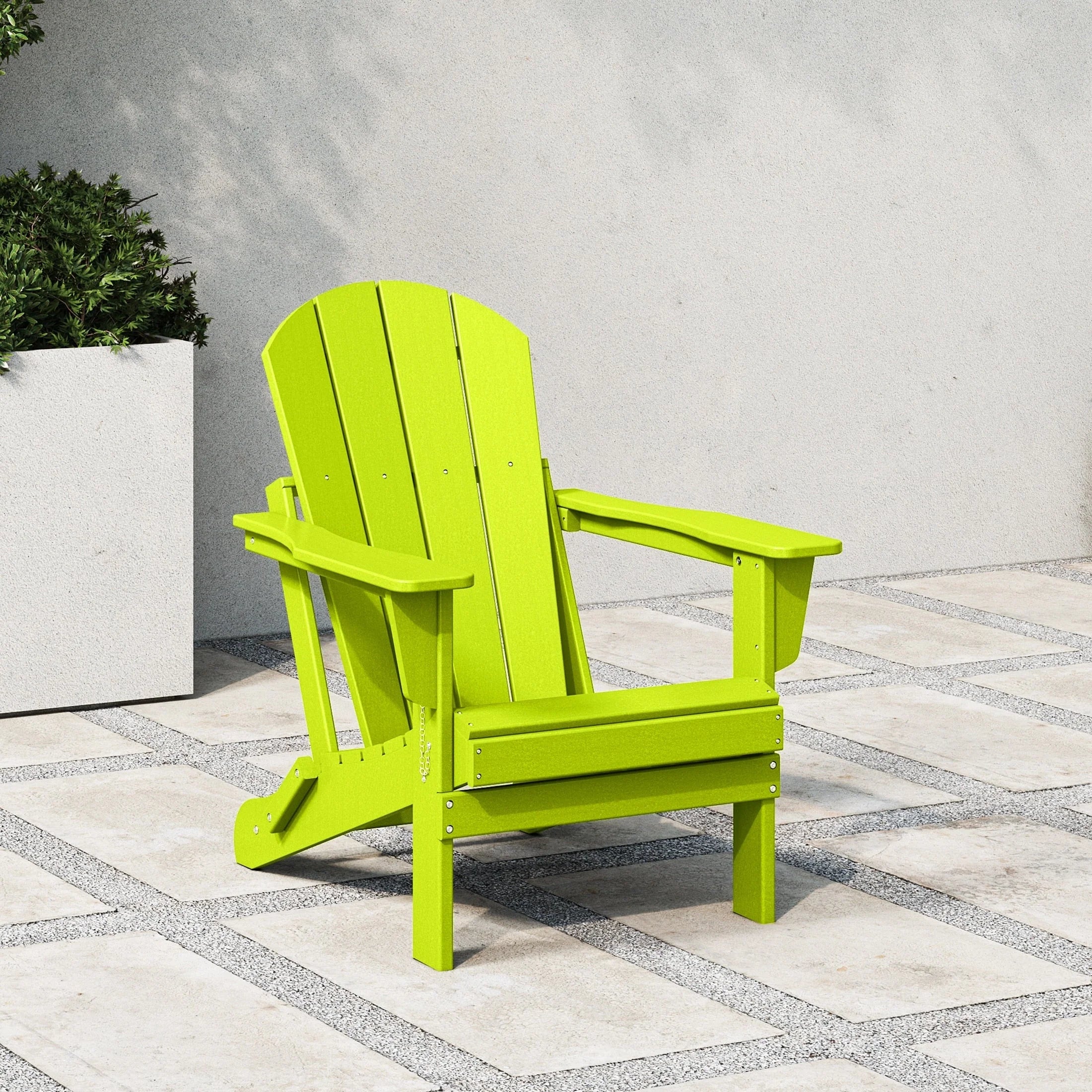 Chaise Adirondack pliante de patio d'extérieur tout temps résistante à la décoloration Polytrends Laguna