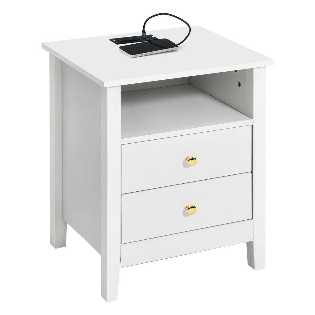 Tables de chevet lot de 2 avec station de recharge table d'appoint avec 2 tiroirs avec ports USB et prises de courant chevet de lit