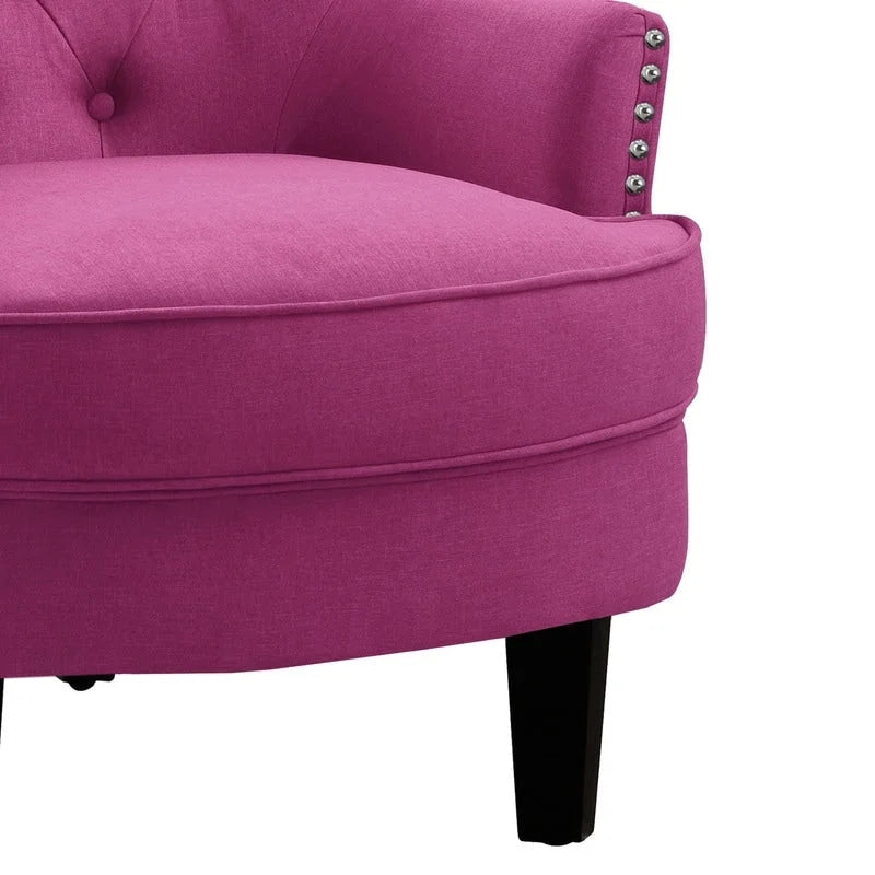 Fauteuil d'appoint capitonné à oreilles large de 76 cm en velours/lin Mignon de Moser Bay