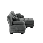 Canapé d'angle en forme de L en chenille avec coussins lombaires