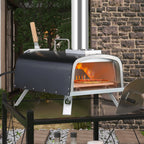 Four à pizza d'extérieur multi-combustibles avec brûleur à gaz et boîte à bois - 30 cm