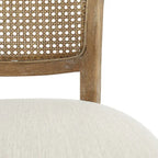 Chaises de salle à manger en bois d'hévéa de style fermier avec dossier en rotin (deux chaises par ensemble).