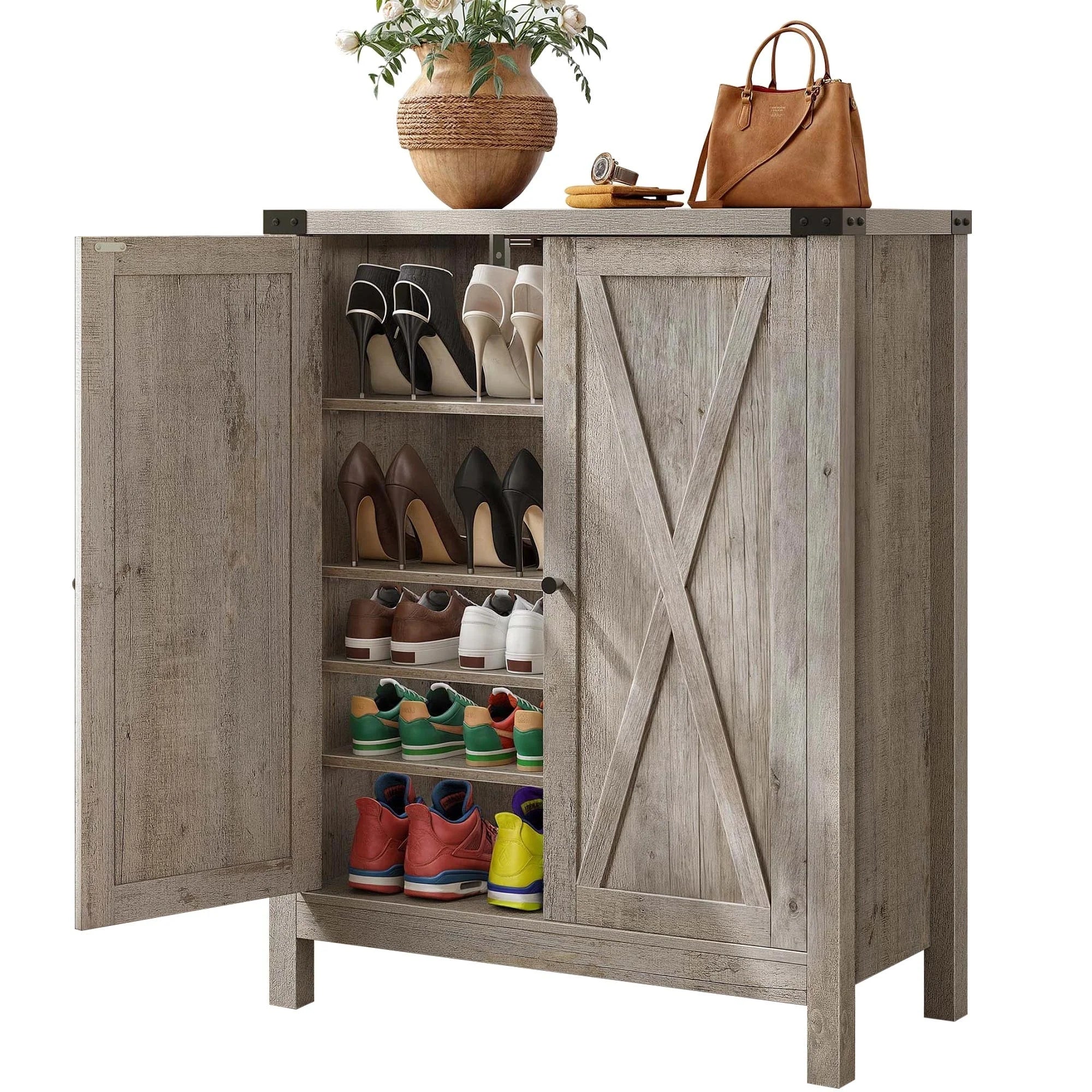Moasis Meuble de rangement pour chaussures à 5 niveaux et 20 paires avec portes doubles pour entrée